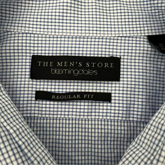 The Mens Store Bloomingdales Dress Shirt Mens 16-32/33 Blue White Regular Fit - Picture 7 of 11